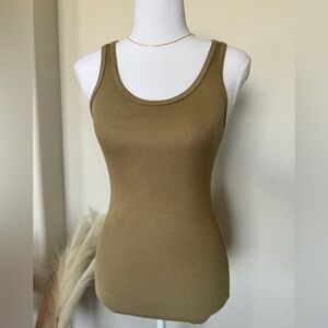 Zenana - Olive Ribbed Razor Back Tank Top